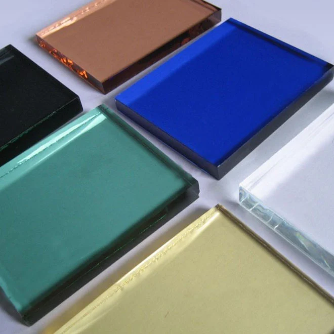 Reflective Glass With Green Blue Grey Bronze Colors